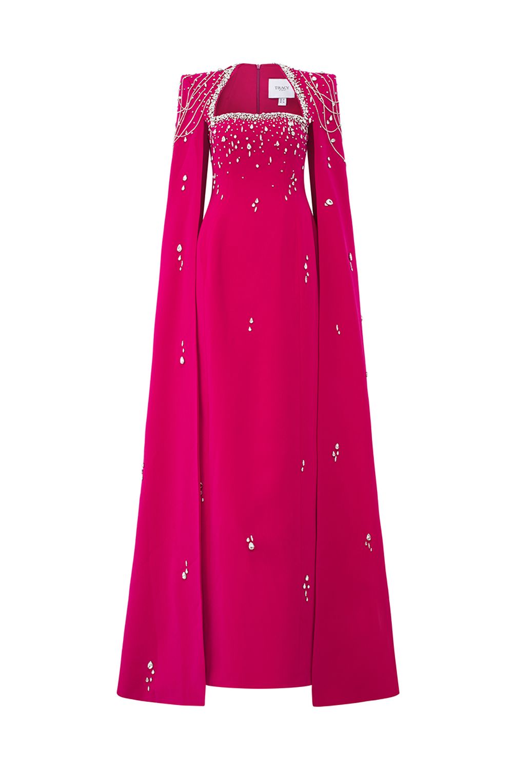 Long Cape Sleeves Floor Length Dress